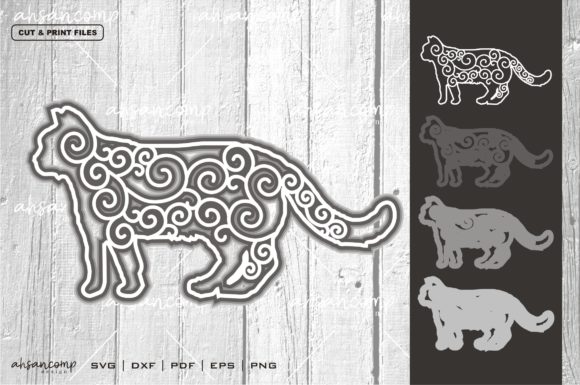 Cat 2 Vector SVG 3D Layered