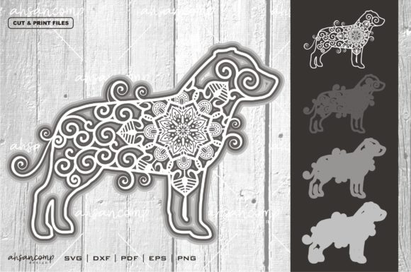 Dog Mandala Vector 3 SVG 3D Layered