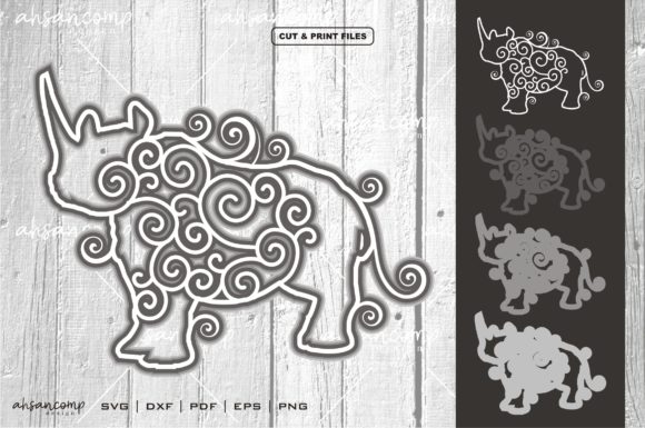 Rhino Vector SVG 3D Layered 3 – Digital Design for All